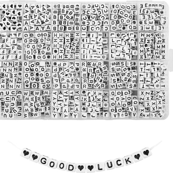 1440pcs Acrylic Letter Beads White Cube Sorted Alphabet Beads for Jewelry Making - Picture 1 of 7